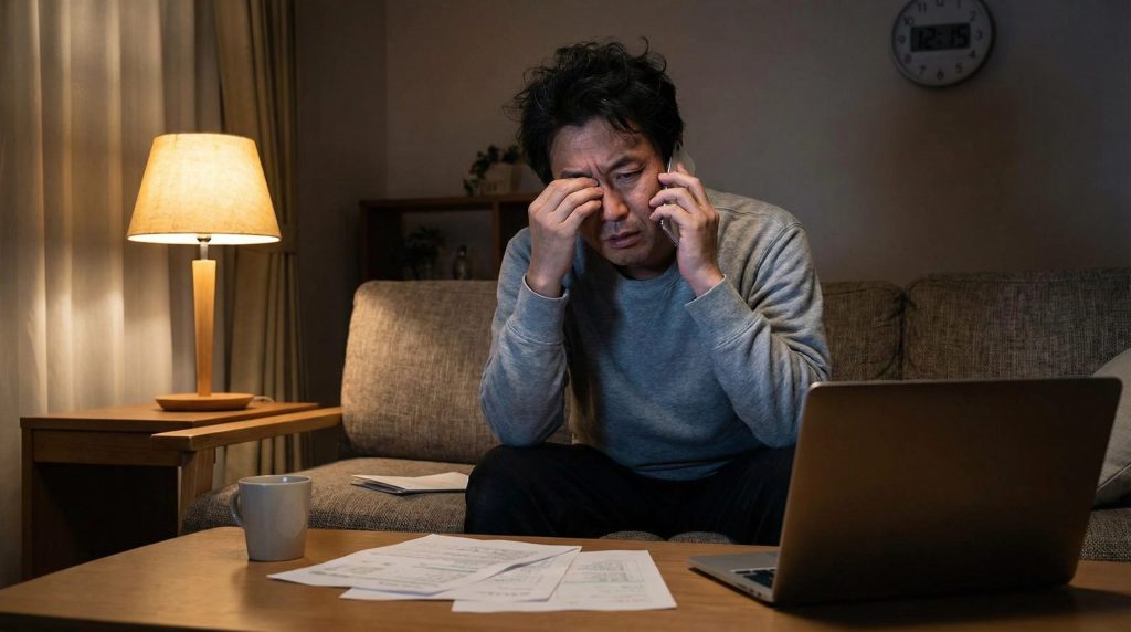 夜間に電話対応するオーナーイメージ