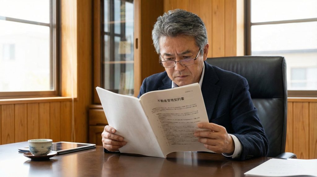 管理委託契約書を確認するオーナー