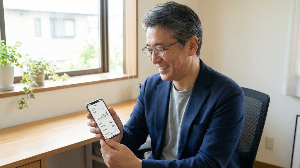 スマホアプリで物件の管理報告を確認するオーナー